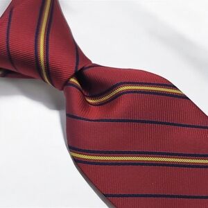 PRONTO UOMO 100% Silk Necktie, Striped Pattern, REPP Tie, Red & Blue - NWT